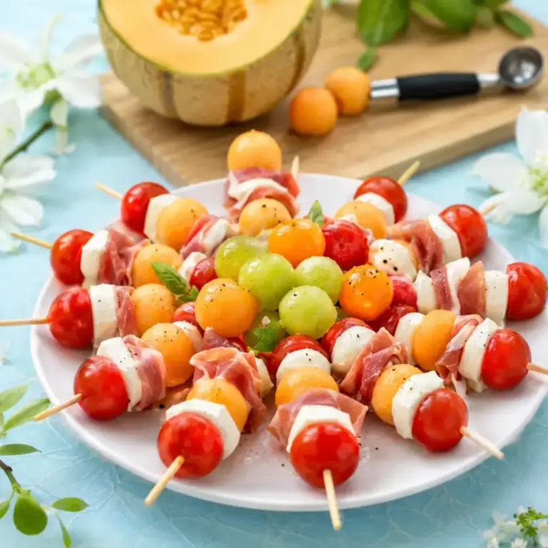 Spiedini di Melone, Prosciutto e Mozzarella: L’Apéritif Fresco e Chic